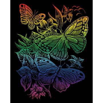 Kratzbilder Schmetterlinge rainbow 20,3x25,4 cm