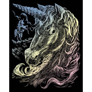 Kratzbilder Einhorn Hologramm 20,3x25,4 cm