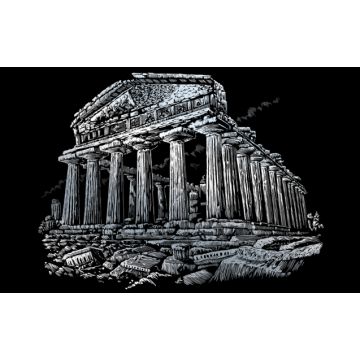 Kratzbilder Parthenon silberfarbig 28,6x39 cm