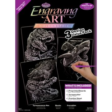 Kratzbilder Raubtiere Hologramm 22,2x29,2 cm 1 Pack, = 3 Bilder