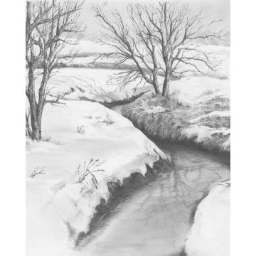 Skizzieren leicht gemacht Winterfluss 28,5x22 cm