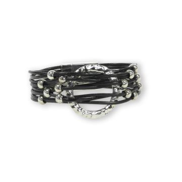 Armband schwarz platinfarben 18,5x1,6 cm