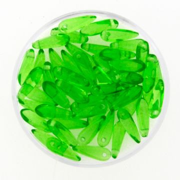 Glastropfen hellgrün 11x3 mm Lochgröße 0,8 mm
