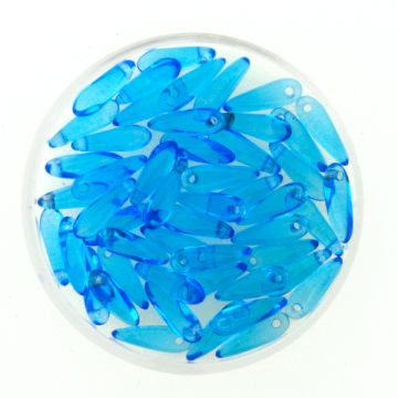 Glastropfen dunkelaqua 11x3 mm Lochgröße 0,8 mm