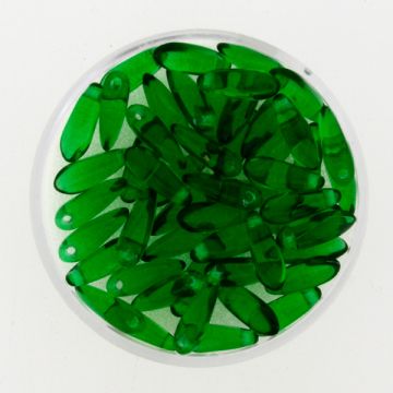 Glastropfen dunkelgrün 11x3 mm Lochgröße 0,8 mm