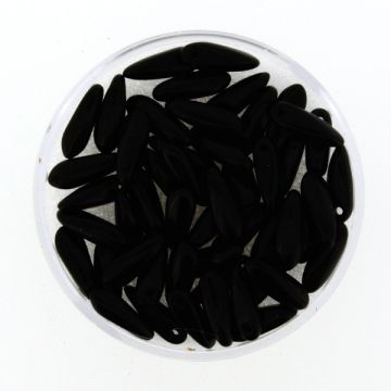 Glastropfen schwarz 11x3 mm Lochgröße 0,8 mm