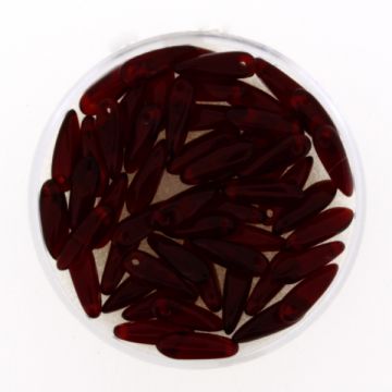 Glastropfen dunkelrot 11x3 mm Lochgröße 0,8 mm