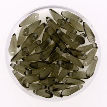 Glastropfen rauchgrau 11x3 mm Lochgröße 0,8 mm