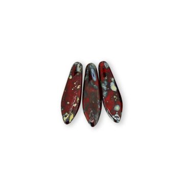 Dagger Beads dunkelrot grau 16x5 mm Lochgröße 0,8 mm