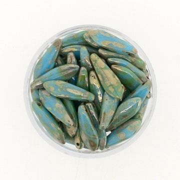 Dagger Beads türkis grau 16x5 mm Lochgröße 0,8 mm