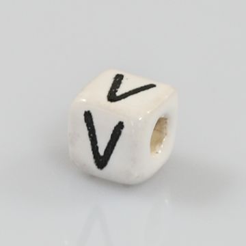 Keramikbuchstabe Würfel V 6x6 mm Lochgröße 2,5 mm