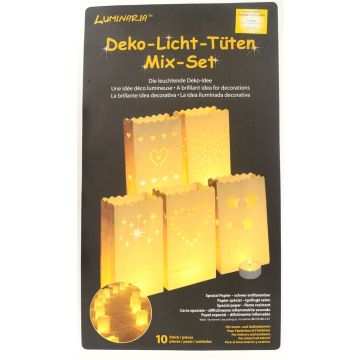 Luminaria Lichttüte Mix-Set 10 Stück Candle Bag Deko Lichtertüte Teelicht