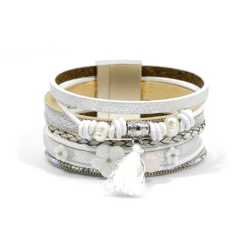 Armband weiß silberfarben 19x3,5 cm