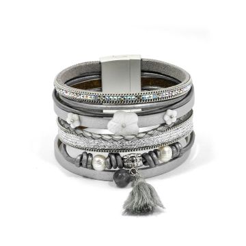 Armband grau silberfarben 19x3,5 cm