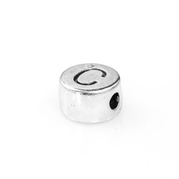 Metallperle Buchstabe C altplatinfb. 7 mm Buchstabe C
