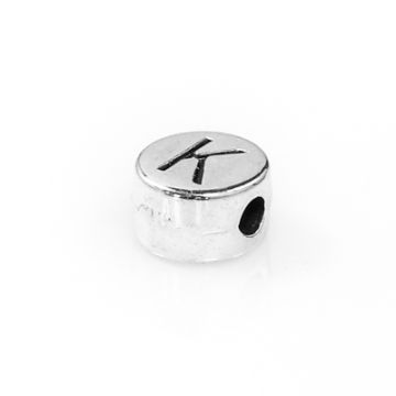 Metallperle Buchstabe K altplatinfb. 7 mm Buchstabe K