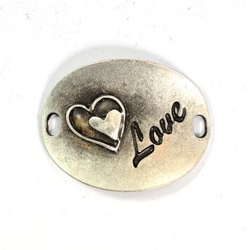 Metallzwischenteil LOVE altsilberfarben 36x27 mm Lochgröße 2,8 mm