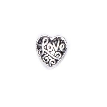 Metallzwischenteil Großloch Herz altsilberfarben 10 mm Lochgröße 4 mm