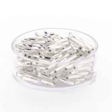 Glasstifte twisted silberfarben 15 mm