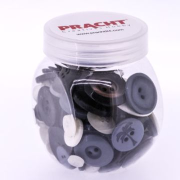 Knöpfemix in Dose mit Schraubdeckel grau schwarz ton 1St = 100gr