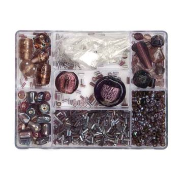 Perlenbox 7-Fächer Glasperlenmix lila 1 Box = ca. 99gr 1 Dose