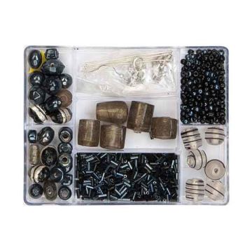 Perlenbox 7-Fächer Glasperlenmix schwarz 1 Box = ca. 99gr 1 Dose
