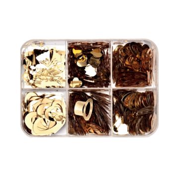 6-Fächerbox Pailletten Hochzeit goldfarben