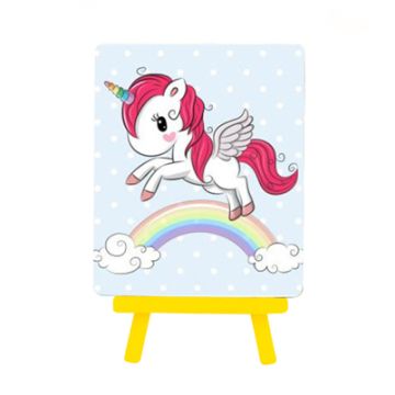 Diamond Painting Bild mit Aufsteller Einhorn 25x21 cm