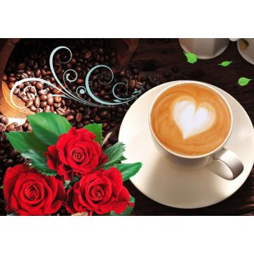 Diamond Painting Kaffee m.Rosen 40x30 cm 1 Stück