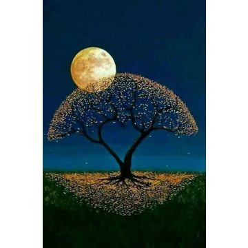 Diamond Painting Baum m.Mond 50x40 cm 1 Stück