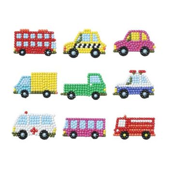 Diamond Painting Fahrzeuge Sticker Aufkleber Kinder entspannen Diamant Basteln ca. 4,5 cm