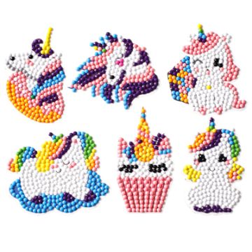 Diamond Painting Einhorn Party Sticker Aufkleber Kinder entspannen Diamant Basteln ca. 4,5 cm