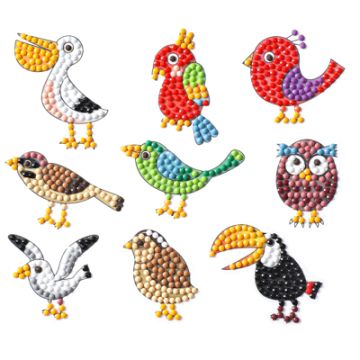 Diamond Painting Lustige Vögel Sticker Aufkleber Kinder entspannen Diamant Basteln ca. 4,5 cm
