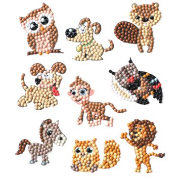 Diamond Painting Tierisch Wild Sticker Aufkleber Kinder entspannen Diamant Basteln ca. 4,5 cm