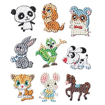 Diamond Painting Süße Tierchen Sticker Aufkleber Kinder entspannen Diamant Basteln ca. 4,5 cm