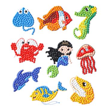 Diamond Painting Meeresbewohner Sticker Aufkleber Kinder entspannen Diamant Basteln ca. 4,5 cm