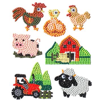 Diamond Painting Bauernhof Sticker Aufkleber Kinder entspannen Diamant Basteln ca. 4,5 cm