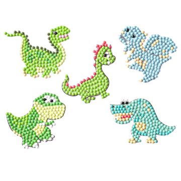 Diamond Painting Dino Party Sticker Aufkleber Kinder entspannen Diamant Basteln ca. 4,5 cm