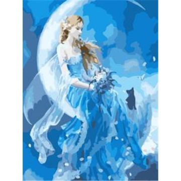 Diamond Painting Frau im Mond 40x30 cm