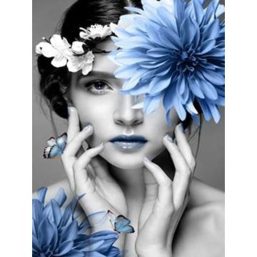 Diamond Painting Frau mit Blume 40x30 cm