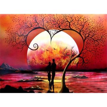 Diamond Painting Sonnenuntergang mit Herz 40x30 cm Pracht Creatives Hobby