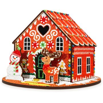 Diamond Painting Aufsteller Weihnachtshaus rot 14,5 x 23 x 19 cm, 1 Stück.