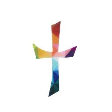 Wachsmotive Kreuz regenbogenfb. Dreiecke 110x60 mm Kreuz