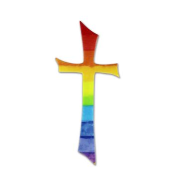 Wachsmotive Kreuz regenbogenfb. Streifen 160x70 mm Kreuz