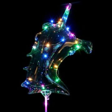 Luftballon Einhorn mit LED Blinkfunktion transparent ca. 37 cm