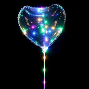 Luftballon Herz mit LED Blinkfunktion transparent ca. 30 cm 1 Stück