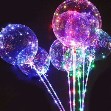 Luftballon Kugel mit Lichtkette und Blinkfunktion transparent ca. 28 cm 1 Stück
