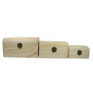 Holzbox Schatztruhe 3er Set 19x13x10,5 cm