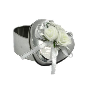 Herz Geschenkebox Hochzeit silberfb 75x70x35 mm