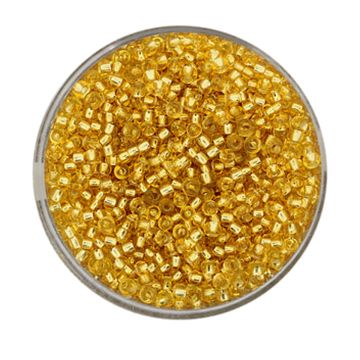 Rocailles goldfarben Silbereinzug 2 mm